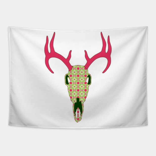 Floral Deer Skull Tapestry by Nuletto