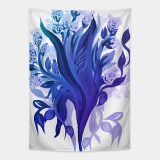 Blue Tropical plants Tapestry