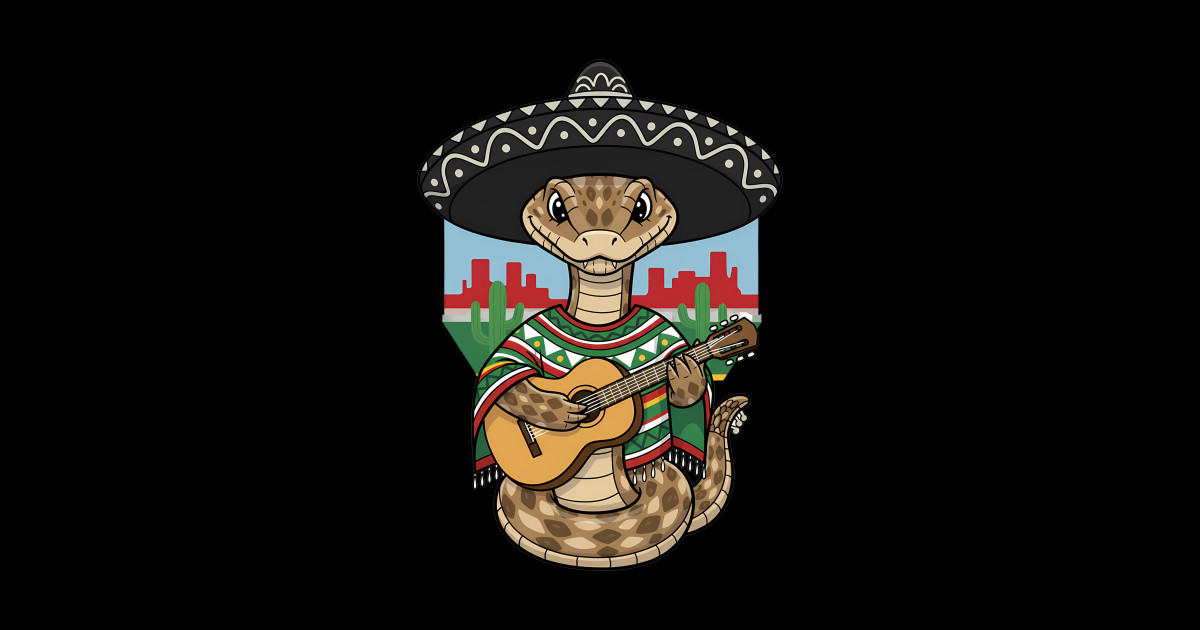 Mexican Rattlesnake Mariachi Guitar - Mexican - Sticker | TeePublic