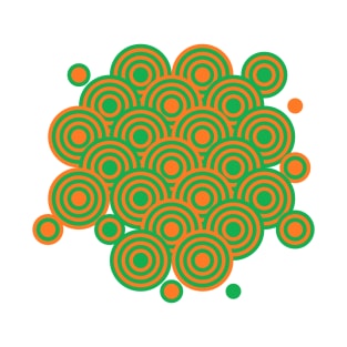 op art pattern retro circles in green and orange T-Shirt