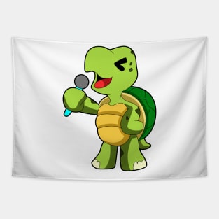 Turtle at Singing with Microphone Tapestry