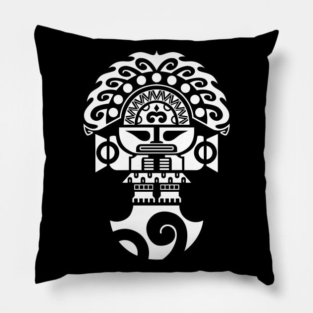 Day Of The Dead Aztec Warrior Mask Pillow by XOZ