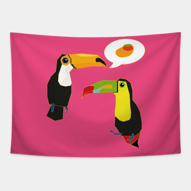 Tucans love mangoes ! Tapestry by Cargodenuit