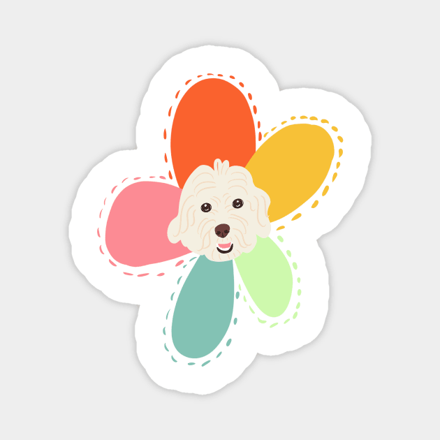 Sunshine Rainbow Flower Dog Magnet by PatternbyNOK