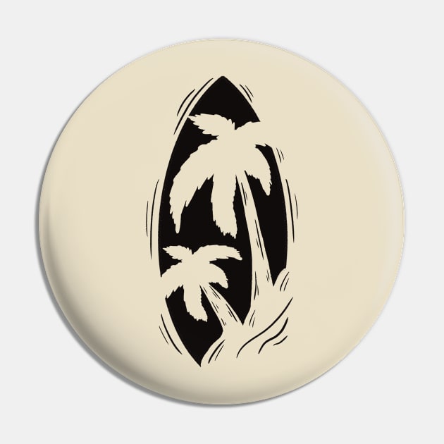 Surfboard in the silhouette of the palms Pin by Xatutik-Art