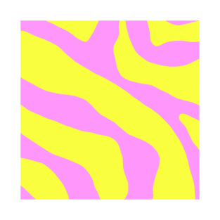 Vivid Abstract Organic Forms Neon Yellow and Pink Pattern T-Shirt