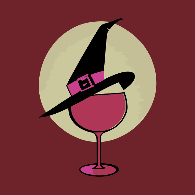 Witches and Wine Halloween Red Wine Lover by MindGlowArt