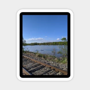 Railroad Tracks by the River Magnet