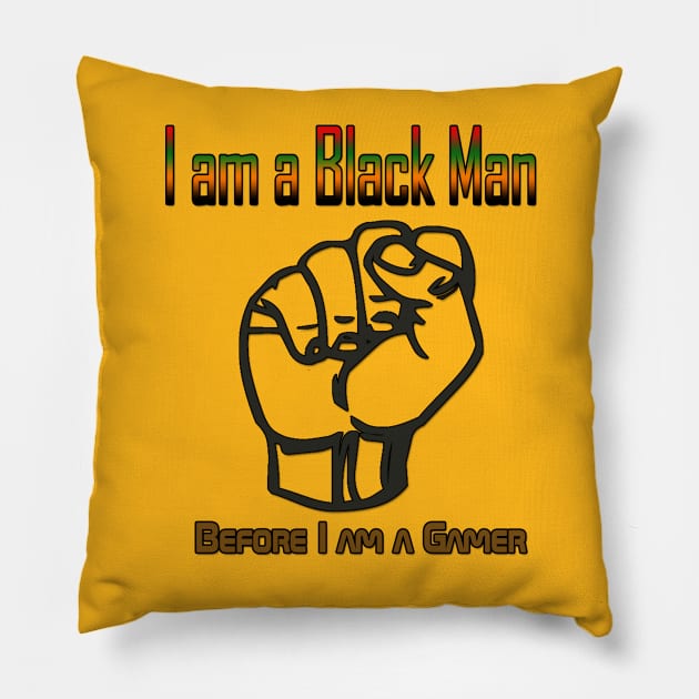 I am a Black Man before a gamer Pillow by itsladiitei