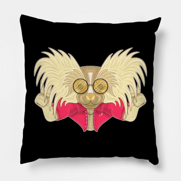 santa papillon dog Pillow by dwalikur