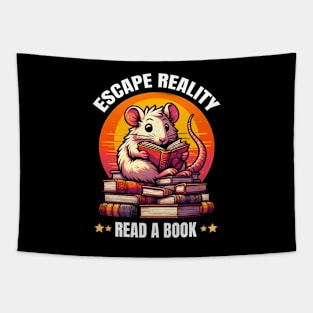 Escape Reality, Read a Book. Cute Rat Bookworm Tapestry