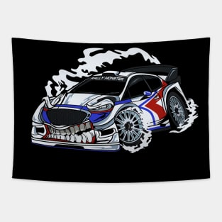 WHITE MONSTER RALLY CAR Tapestry