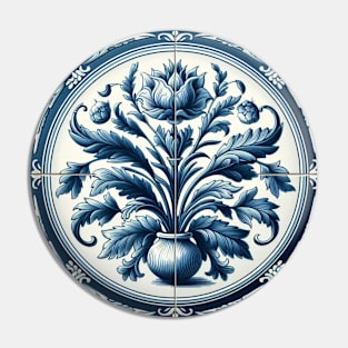 Delft Tile With Plant Pot No.3 Pin