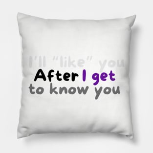 I’ll like you after I get to know you demisexual Pillow