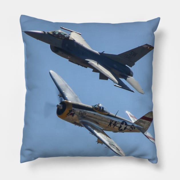 P-47 and F-16 Heritage Flight Pillow by acefox1