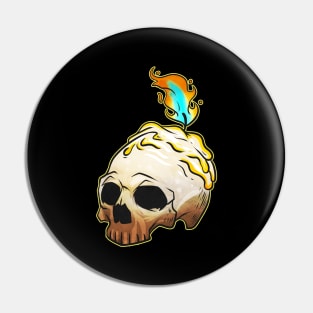 Skull With Burning Candle On Top Esotheric Halloween Pin