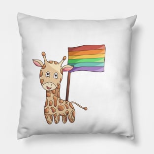 Rainbow Gay Pride Flag Giraffe Pillow