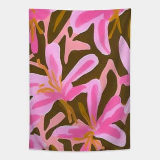 Pink Lilies Floral Pattern Abstract Cute Tapestry