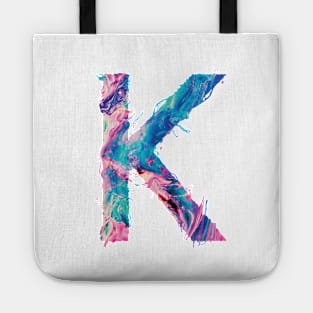 Colorful Painted Initial Letter K Tote