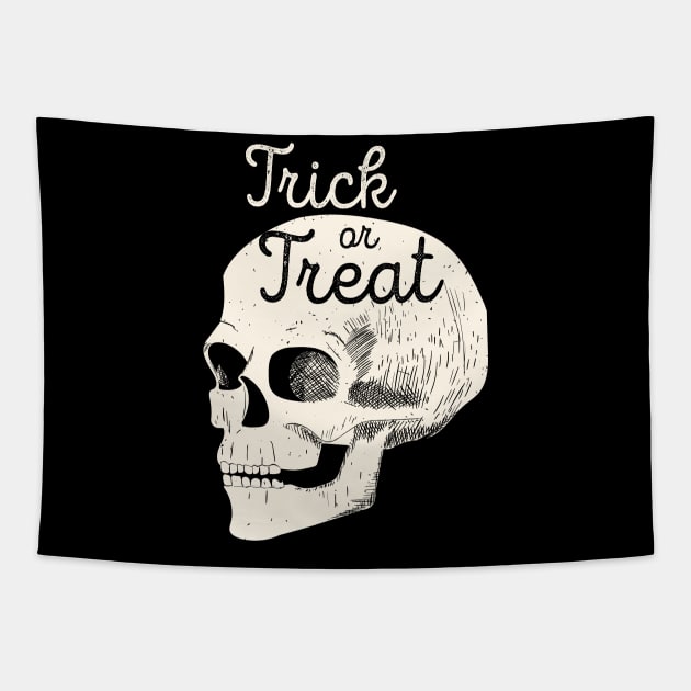 Halloween Skull Trick or Treat (White) [HT] Tapestry by HalloweenTown