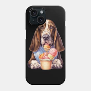 Cute dog basset hound cartoon ice cream gift ideas Phone Case