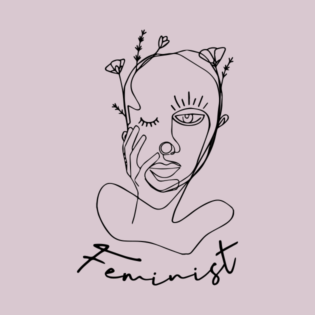 Feminist Flower Line Art by HeyListen