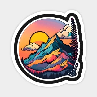 Sunset Mountain Sticker #6 Magnet