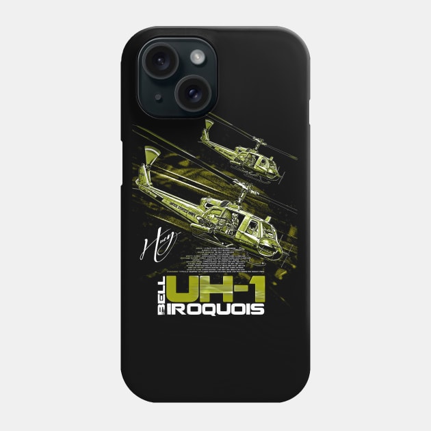 Bell UH-1 Iroquois Helicopter Phone Case by aeroloversclothing