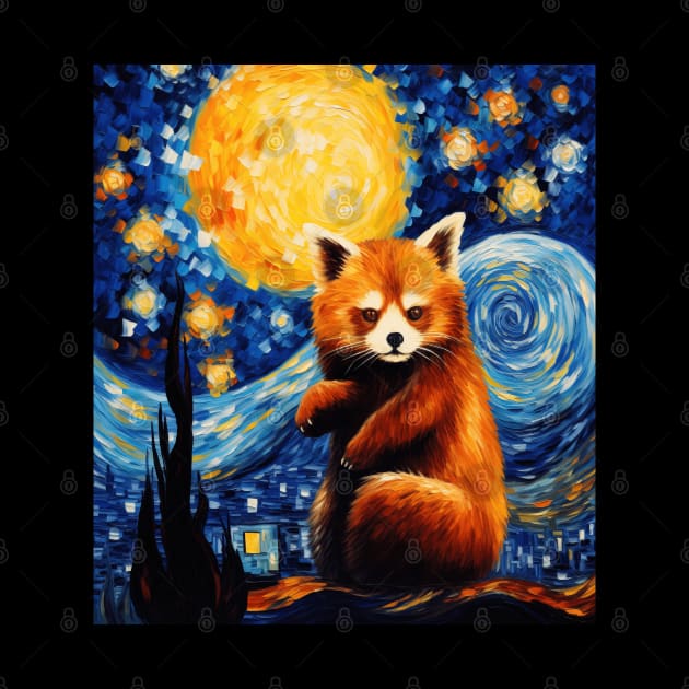 starry night red panda by Schalag Dunay Artist