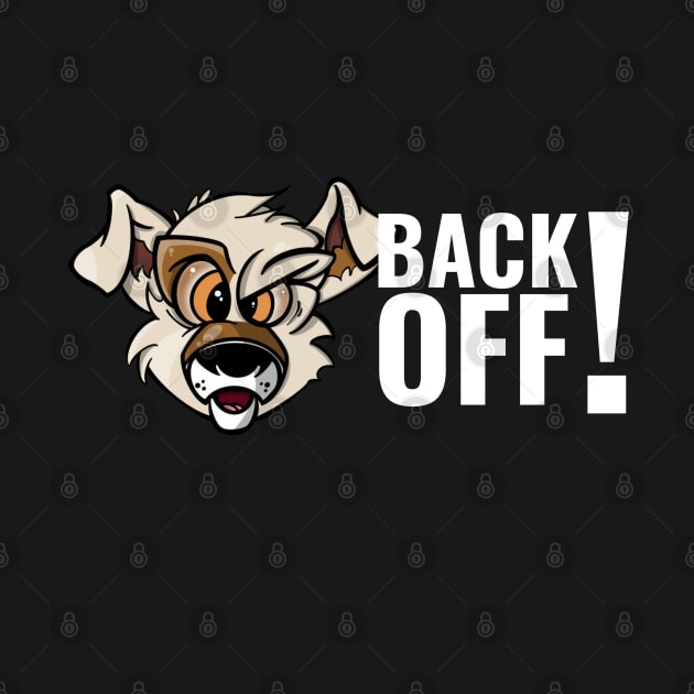 Karate Dog Back Off (Side Text in white) by Purple Canvas Studio