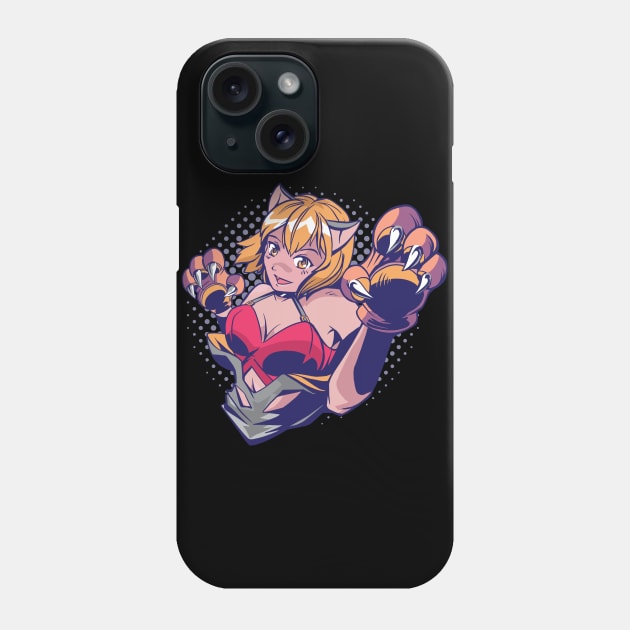 Anime cat Girl with Paws Phone Case by schmomsen