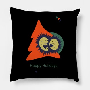 happy holidays hedgehog love Pillow