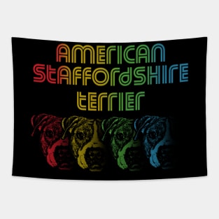 Cool Retro Groovy American Staffordshire Terrier Dog Tapestry