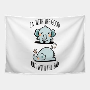 Cute Elephant Breathing Yoga In and Out Meditation design Tapestry