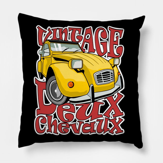 Vintage Deux Chevaux french yellow car Pillow by PedroVale