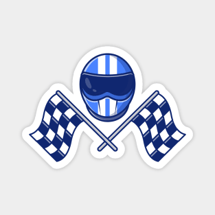 Helmet And Racing Flag Magnet