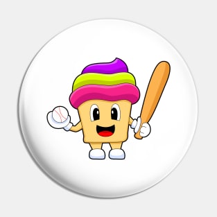 Cupcake Baseball Baseball bat Pin