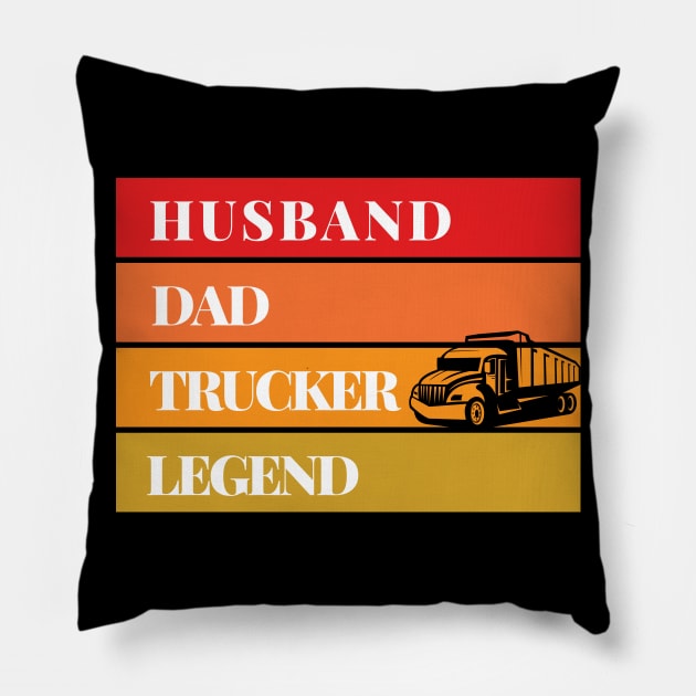 Husband Dad Trucker Legend Pillow by AymanShop29