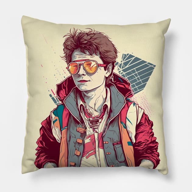 Back to the future Pillow by Buff Geeks Art