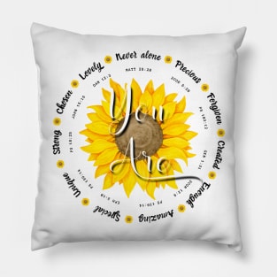 God says you are lovely, precious, special, never alone, forgiven, enough, chosen, lovely, strong, unique, amazing, created Pillow