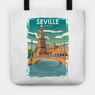 Seville Spain Vintage Minimal Retro Travel Poster Tote