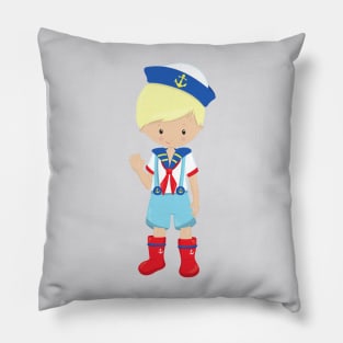 Boat Captain, Skipper, Blond Hair, Cute Boy Pillow