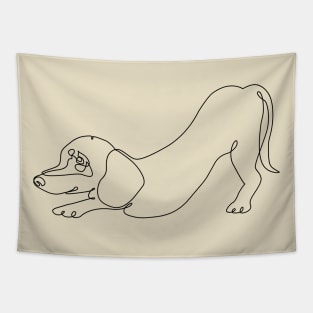 One Line Dachshund Downward Tapestry