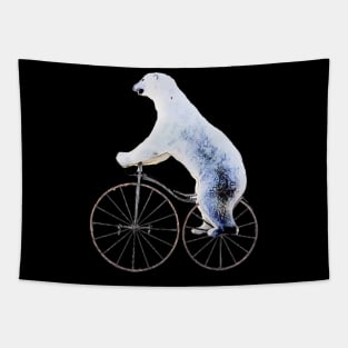 Polar bear bicycling funny Tapestry