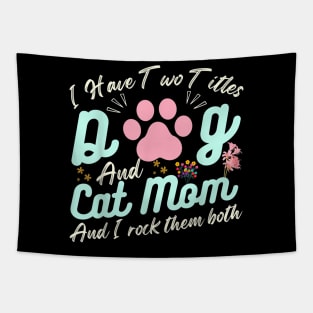Cat Mom Quote, Floral  Mother's Day, Cool Dog Mom Tapestry