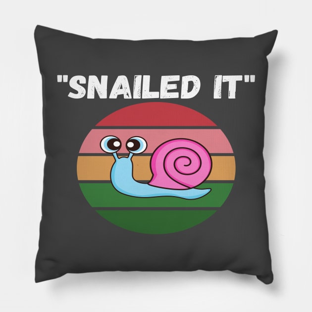 Snailed it 2020 Spirit Animal Funny Snail Slug Lazy Puns Pillow by Lone Wolf Works