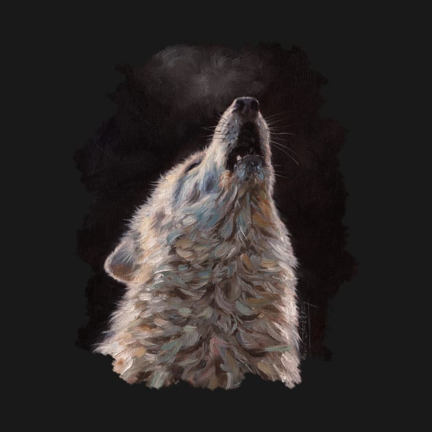 White Wolf Howling by davidstribblingwildlifeart