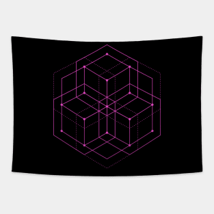 Pink Hexagon Optical Illusion Tapestry