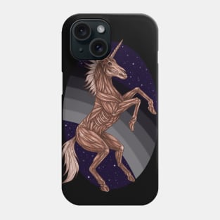 Zombie Unicorn with Black and Grey Rainbow at Night Phone Case