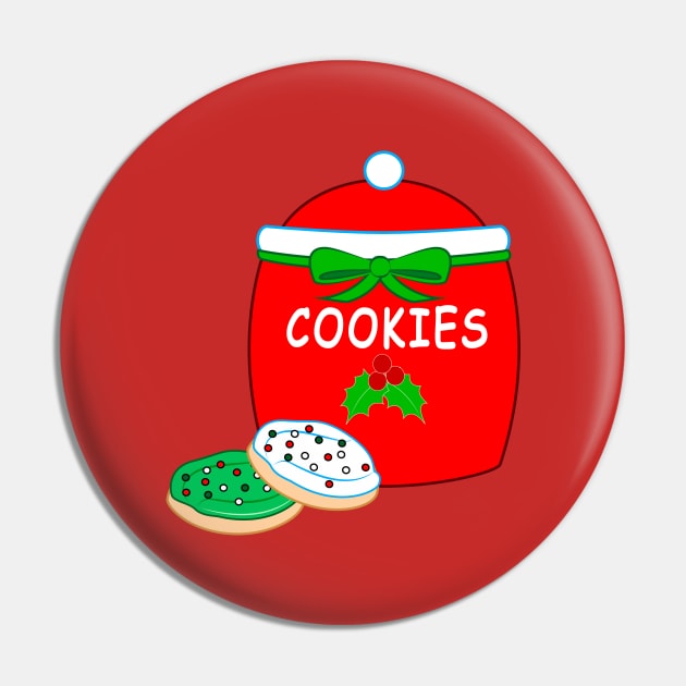 Christmas Cookie Jar with Frosted Cookies Pin by PenguinCornerStore